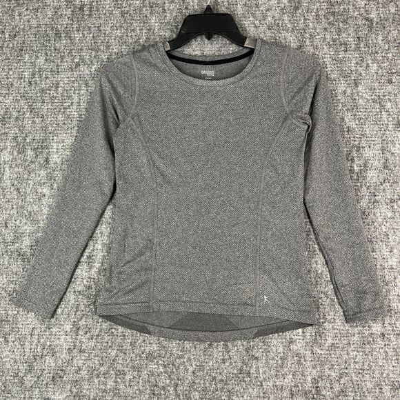 Danskin Now Shirt Womens‎ S Gray Thumbhole Workout Stretch Training Chevron Yoga - Picture 1 of 13